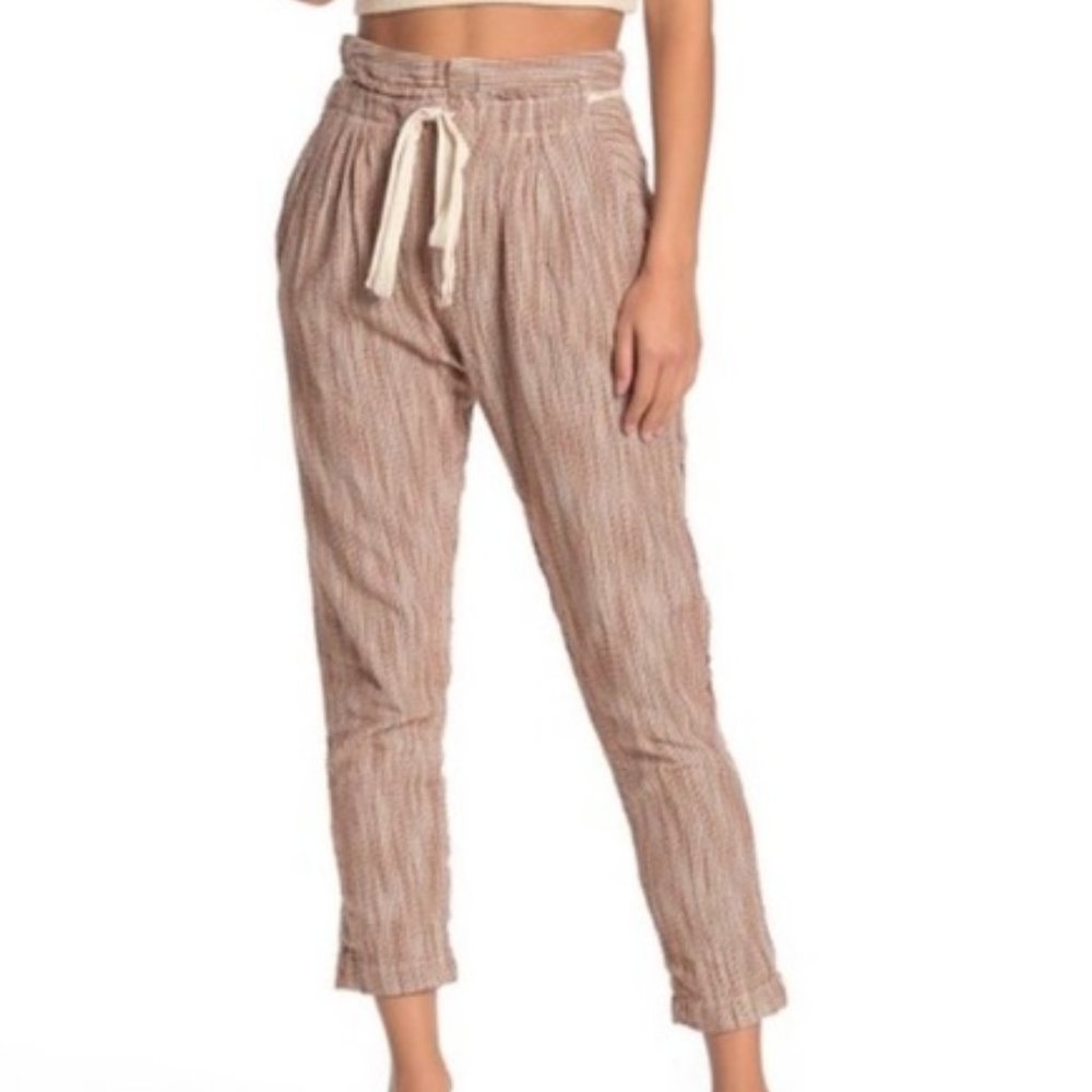 NWT Free People Caraway Brown Striped Crop Pants